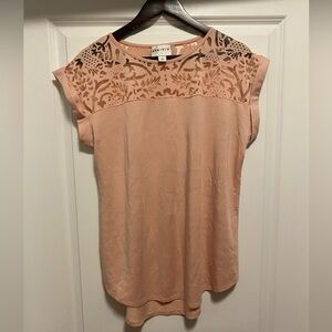 Ava & Viv Women's Blush Lace Accent Blouse